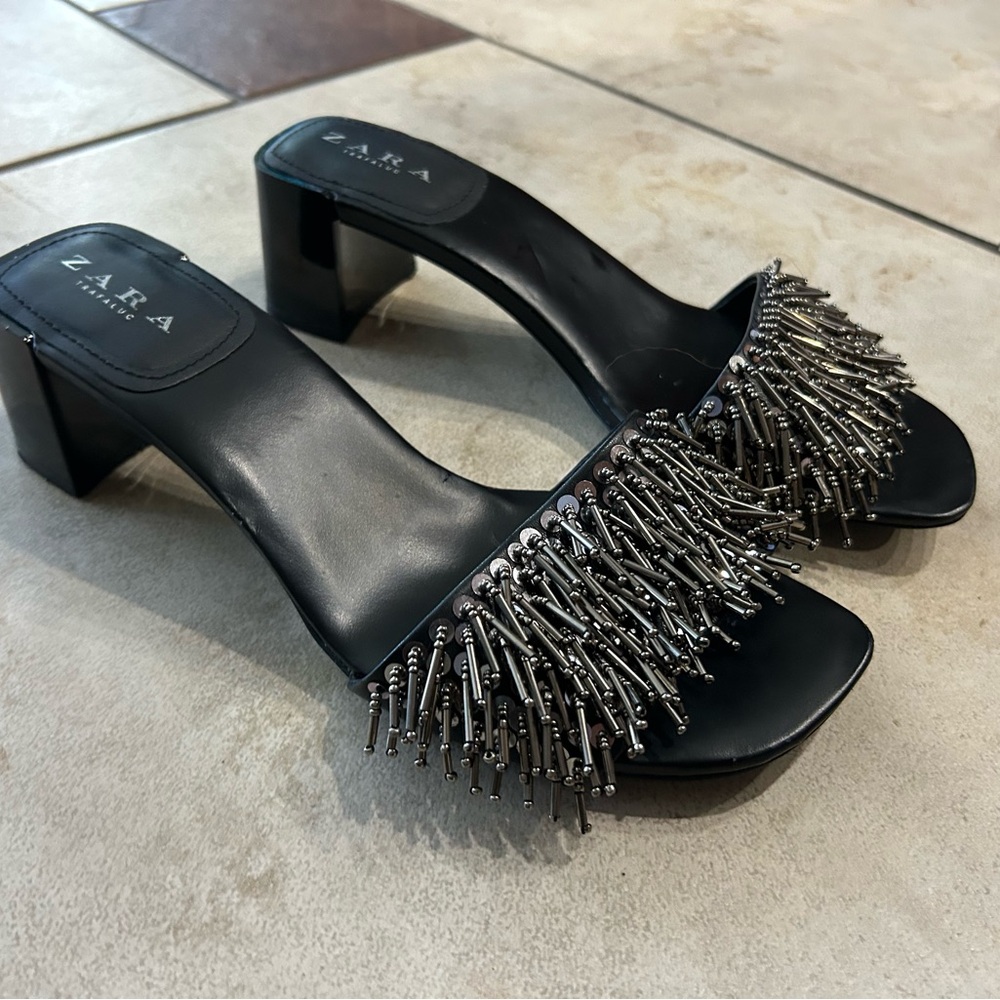Zara Black Studded Mules
